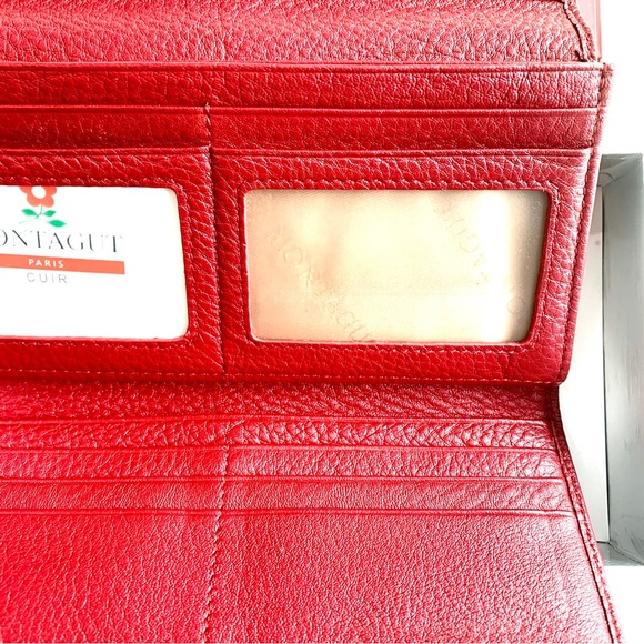 Montagut Paris Red Long Leather Wallet NEW - Picture 12 of 12
